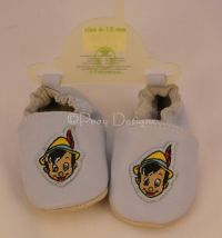 Disney PINOCCHIO Blue Leather Baby Crib Shoes 12-18 Months